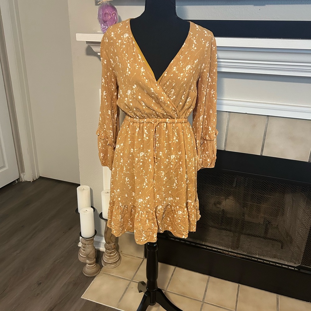 Spring Dress Dolan Golden Floral Long Sleeve Dress